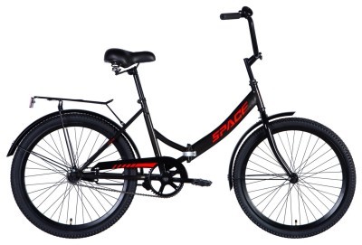 Велосипед ST 24" SPACE -050 тормозная рама- с багажником задн St с крылом St 2024 (серый)