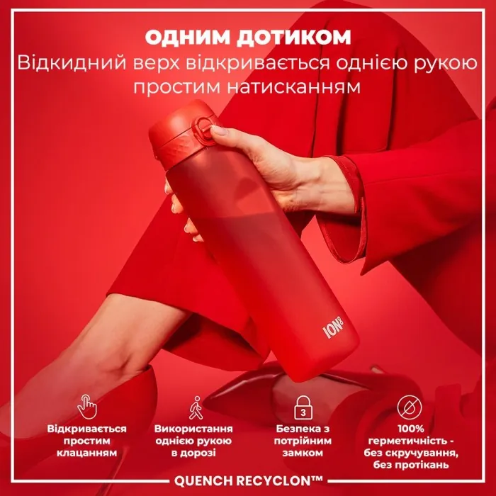 Картофель для воды ION8 1000 мл. (ЭКО бутылка) BPA Free, Red