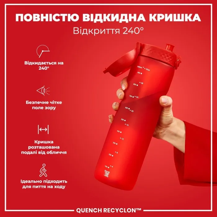 Картофель для воды ION8 1000 мл. (ЭКО бутылка) BPA Free, Red