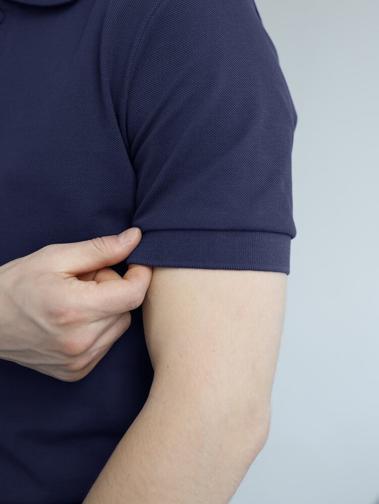 Темно-синє чоловіче класичне поло на ґудзиках Pobedov. Футболка поло Pobedov Royal синя, укр, укр