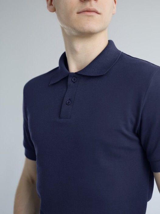 Темно-синє чоловіче класичне поло на ґудзиках Pobedov. Футболка поло Pobedov Royal синя, укр, укр