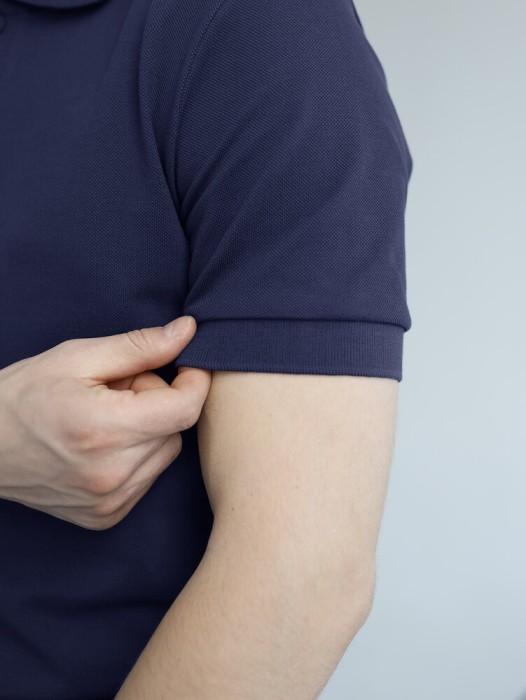 Темно-синє чоловіче класичне поло на ґудзиках Pobedov. Футболка поло Pobedov Royal синя, укр, укр