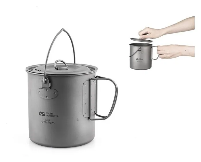 Казанок туристичний титановий 1.25л Mobi Garden NX20666032 titanium