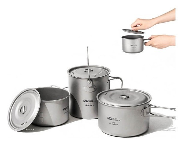 Казанок туристичний титановий 1.25л Mobi Garden NX20666032 titanium