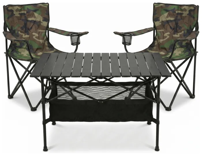 Комплект туристичний - стіл LEOBRO 93x55x50 см та 2 крісла Lite Military