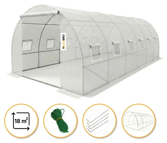 Садова теплиця парник LEOBRO Garden 18м2 White (LB-G105-WHT)