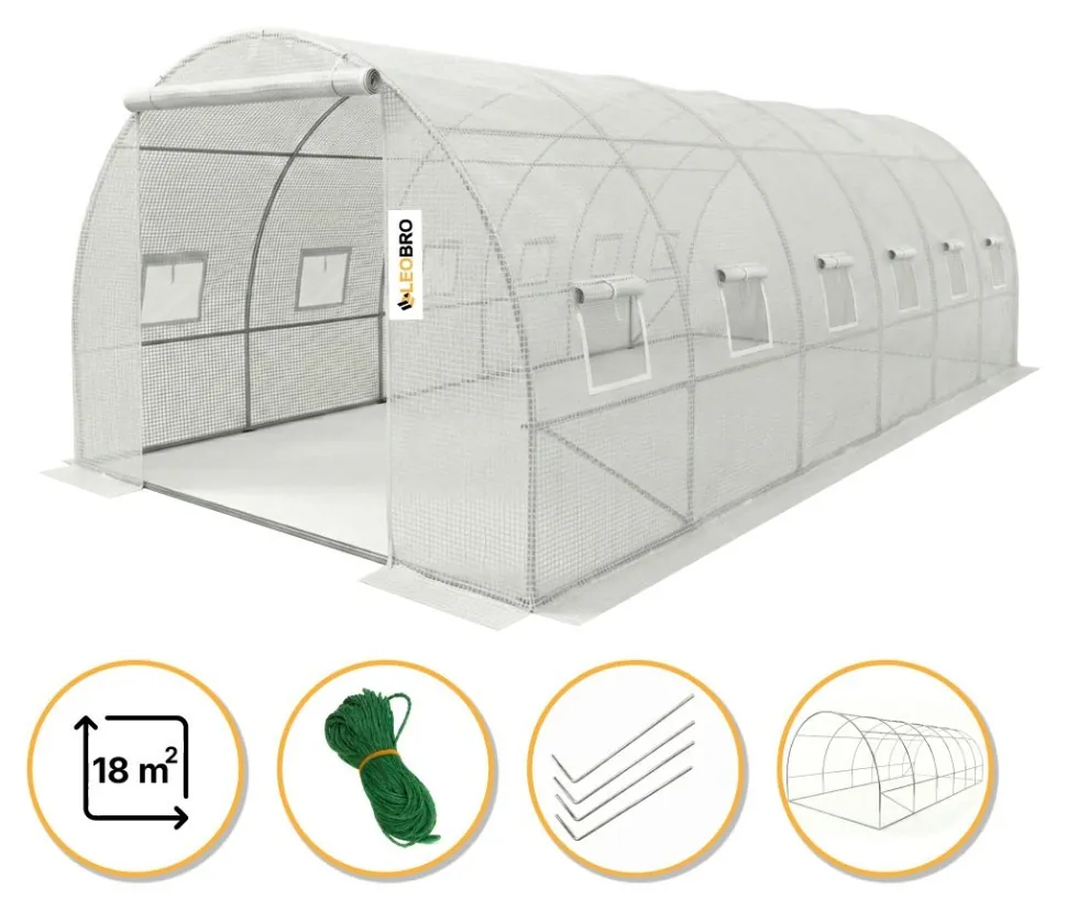 Садова теплиця парник LEOBRO Garden 18м2 White (LB-G105-WHT) (LB-LB-G105-WHT)
