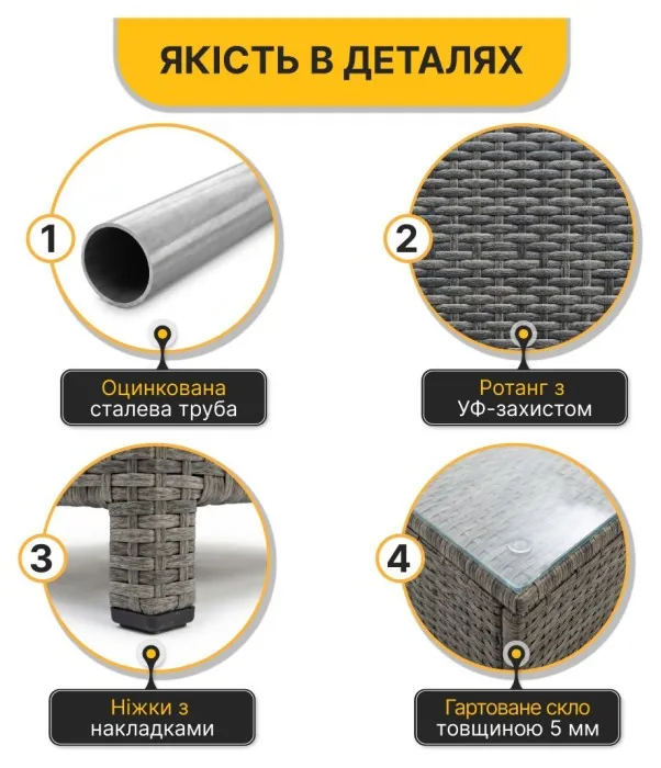 Комплект садових меблів LEOBRO Lounge Set 3-в-1 (LB-1057)