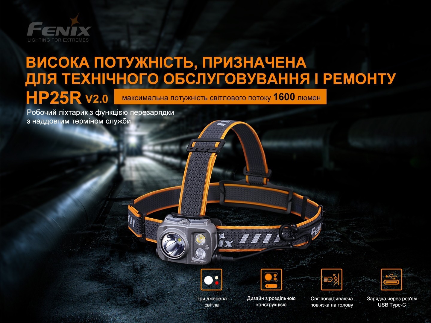 Фонарь налобный Fenix HP25R V2.0