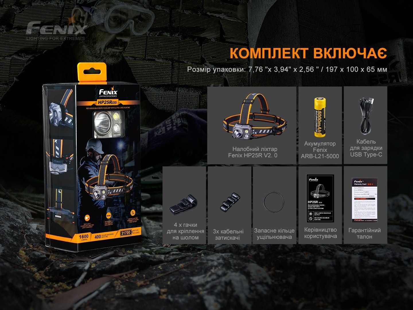 Фонарь налобный Fenix HP25R V2.0