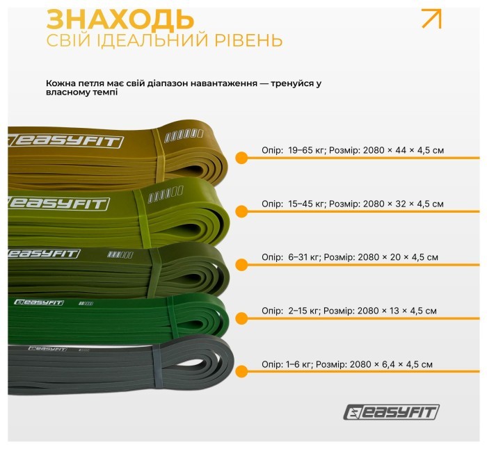 Резиновые петли EasyFit Ranger 1-65 кг (набор 5 шт)