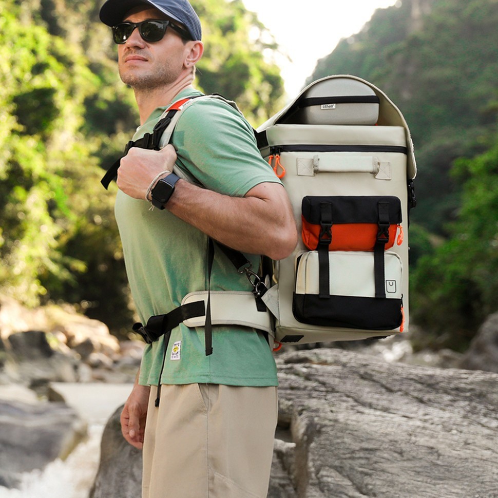 Акумуляторний холодильник-рюкзак Litheli 16л, живлення від павербанку (УМБ Litheli Power Bank 20000 mAh, 45 W в комплекті), укр, укр