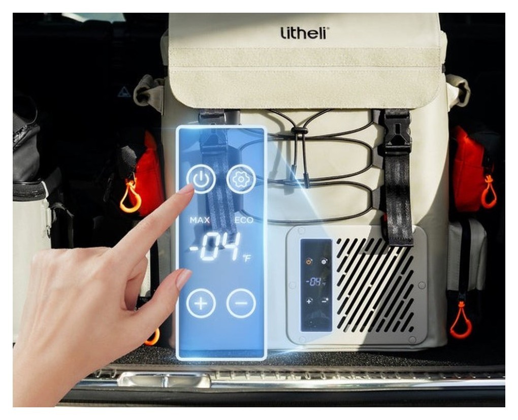 Акумуляторний холодильник-рюкзак Litheli 16л, живлення від павербанку (УМБ Litheli Power Bank 20000 mAh, 45 W в комплекті), укр, укр