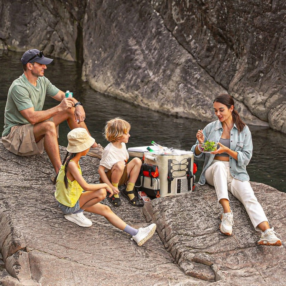 Акумуляторний холодильник-рюкзак Litheli 16л, живлення від павербанку (УМБ Litheli Power Bank 20000 mAh, 45 W в комплекті), укр, укр