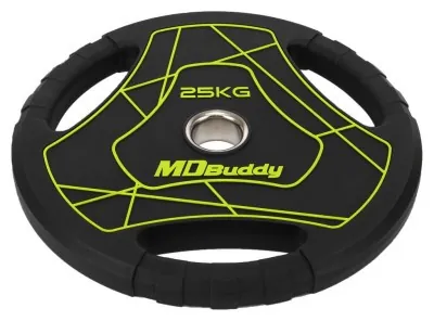 Полиуретановые блины с тройным хватом и металлической втулкой d-51 мм MD Buddy TA-9647-25 25 кг черный