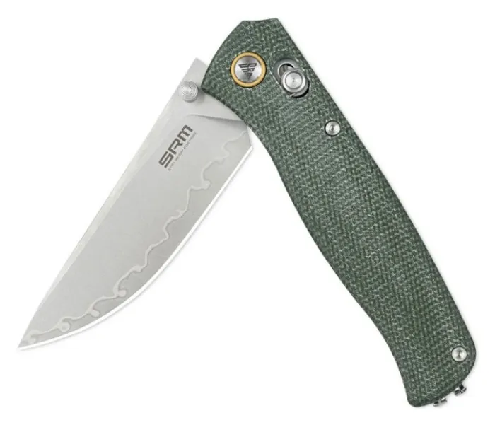 Нож складной туристический SRM Medal 255L-MG3 (8.2 см) 140Cr, Micarta зеленый