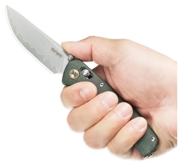 Нож складной туристический SRM Medal 255L-MG3 (8.2 см) 140Cr, Micarta зеленый