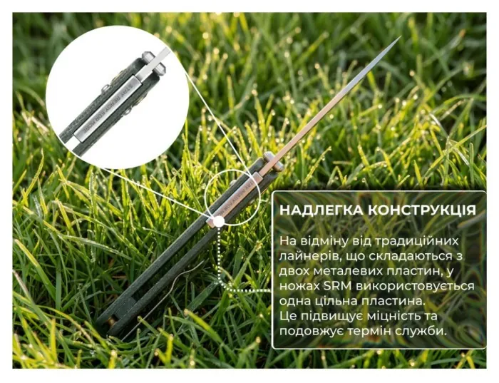 Нож складной туристический SRM Medal 255L-MG3 (8.2 см) 140Cr, Micarta зеленый