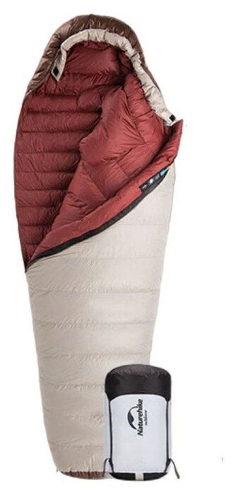 Спальник с натуральным пухом Naturehike Snowbird NH20YD001,p-р L, коричневый 560 г