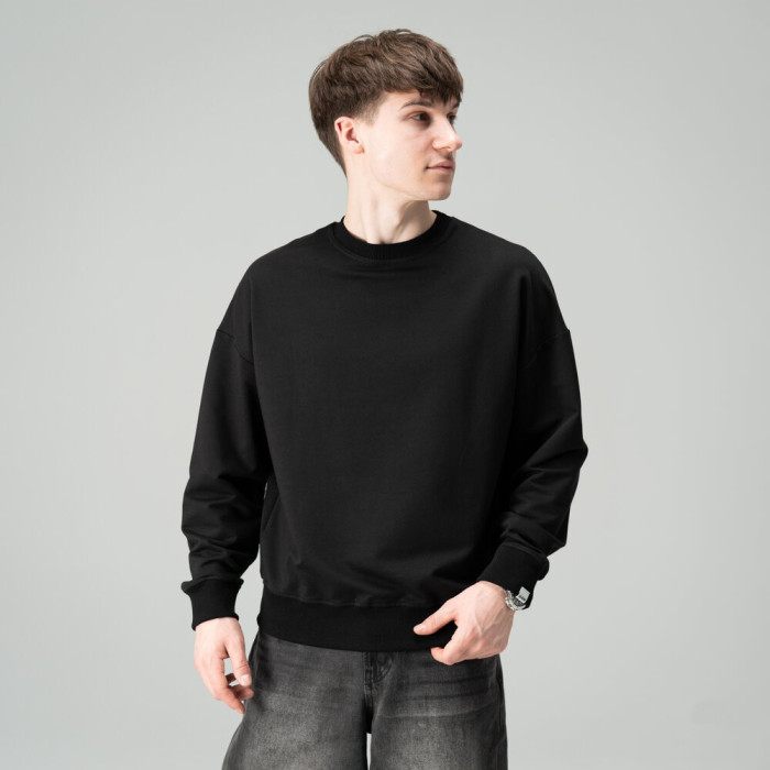 Трикотажный свитшот Slavni мужской черный, Свитшот Slavni Element повседневный черный