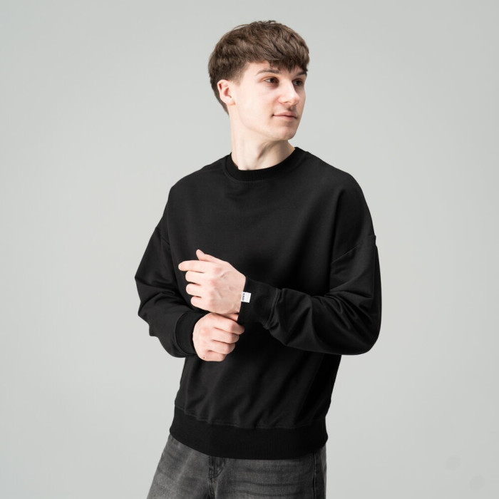 Трикотажный свитшот Slavni мужской черный, Свитшот Slavni Element повседневный черный