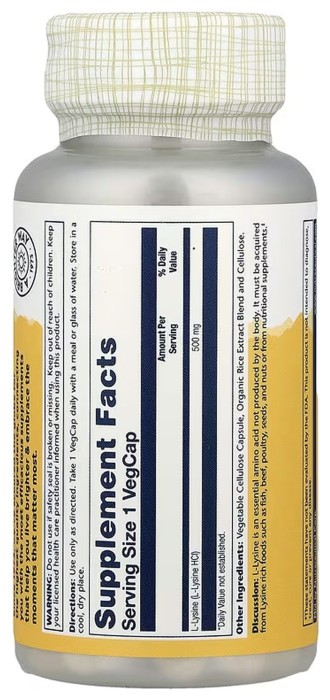 L-Lysine 500mg - 60 vcaps