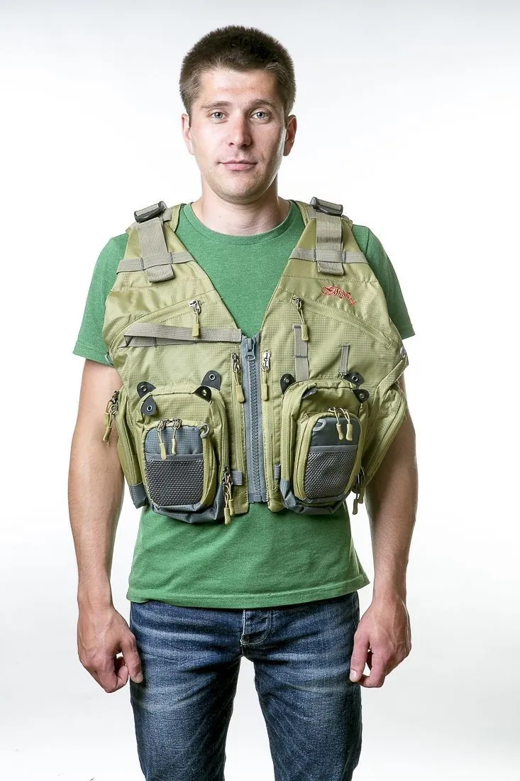 Жилет Tramp Angler рибальський розвантажувальний олива, Зелений S/M (S/M)