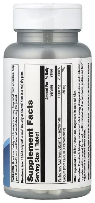 Pantothenic Acid Sustained Release 1000mg - 50 tabs