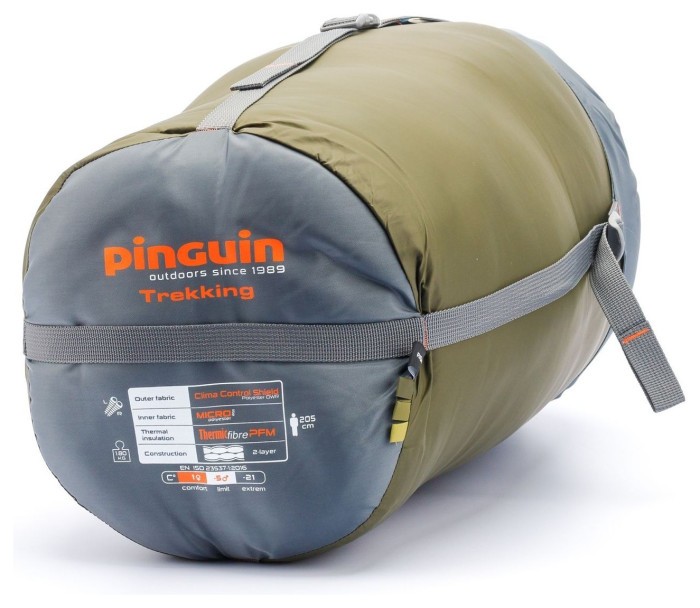 Спальный мешок Pinguin Trekking (1/-5°C), 190 см - Left Zip, Khaki (PNG 238341) 2020