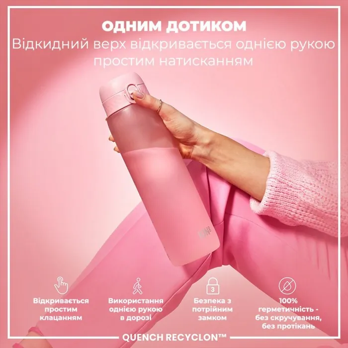 Бульба для води ION8 1000 мл. (ЕКО пляшка) BPA Free, Rose Quartz