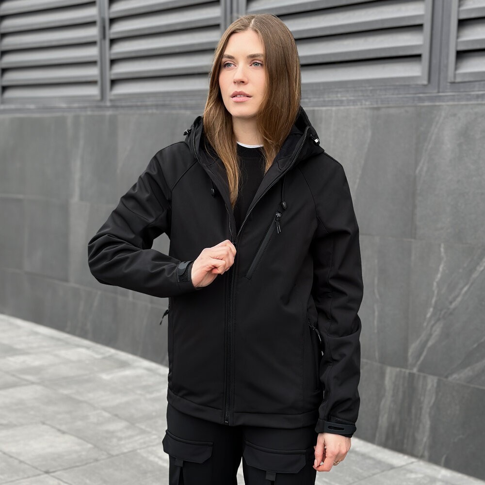 Тактична чорна демісезонна куртка для жінок Pobedov Matrix Жіноча