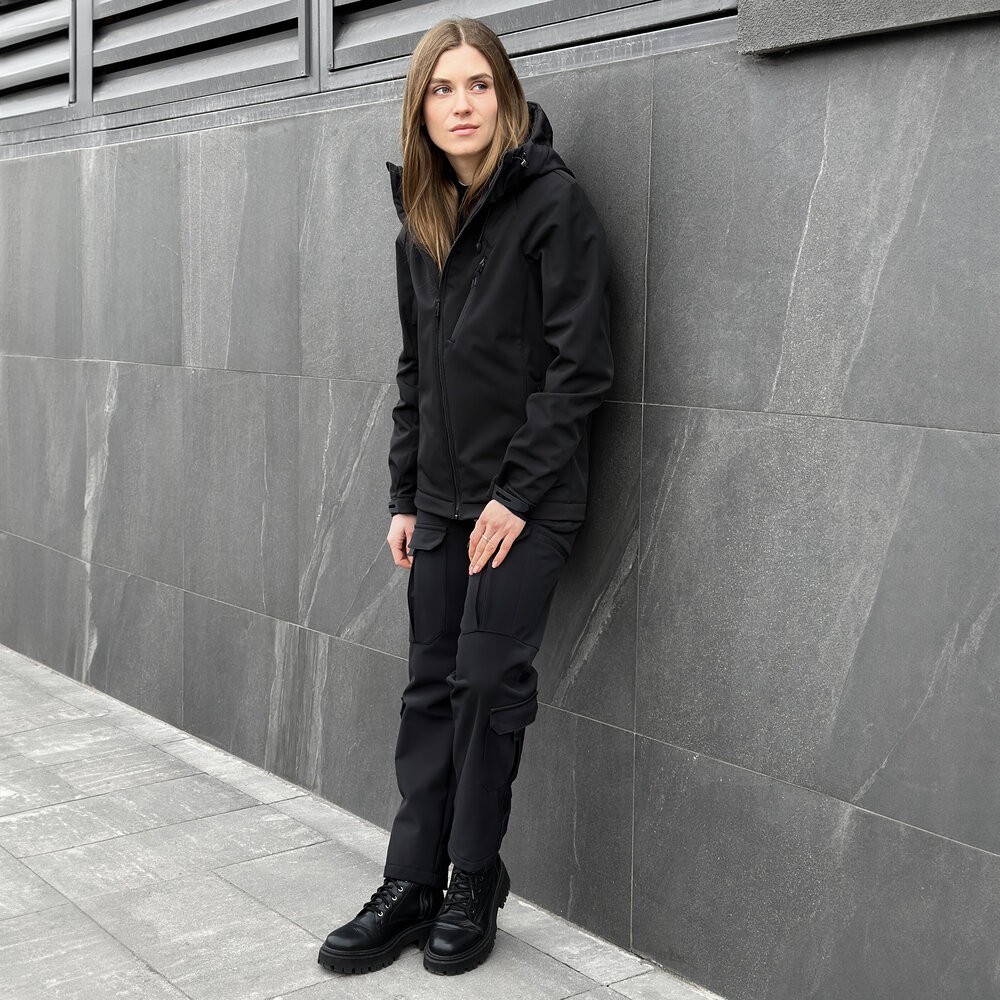 Тактична чорна демісезонна куртка для жінок Pobedov Matrix Жіноча