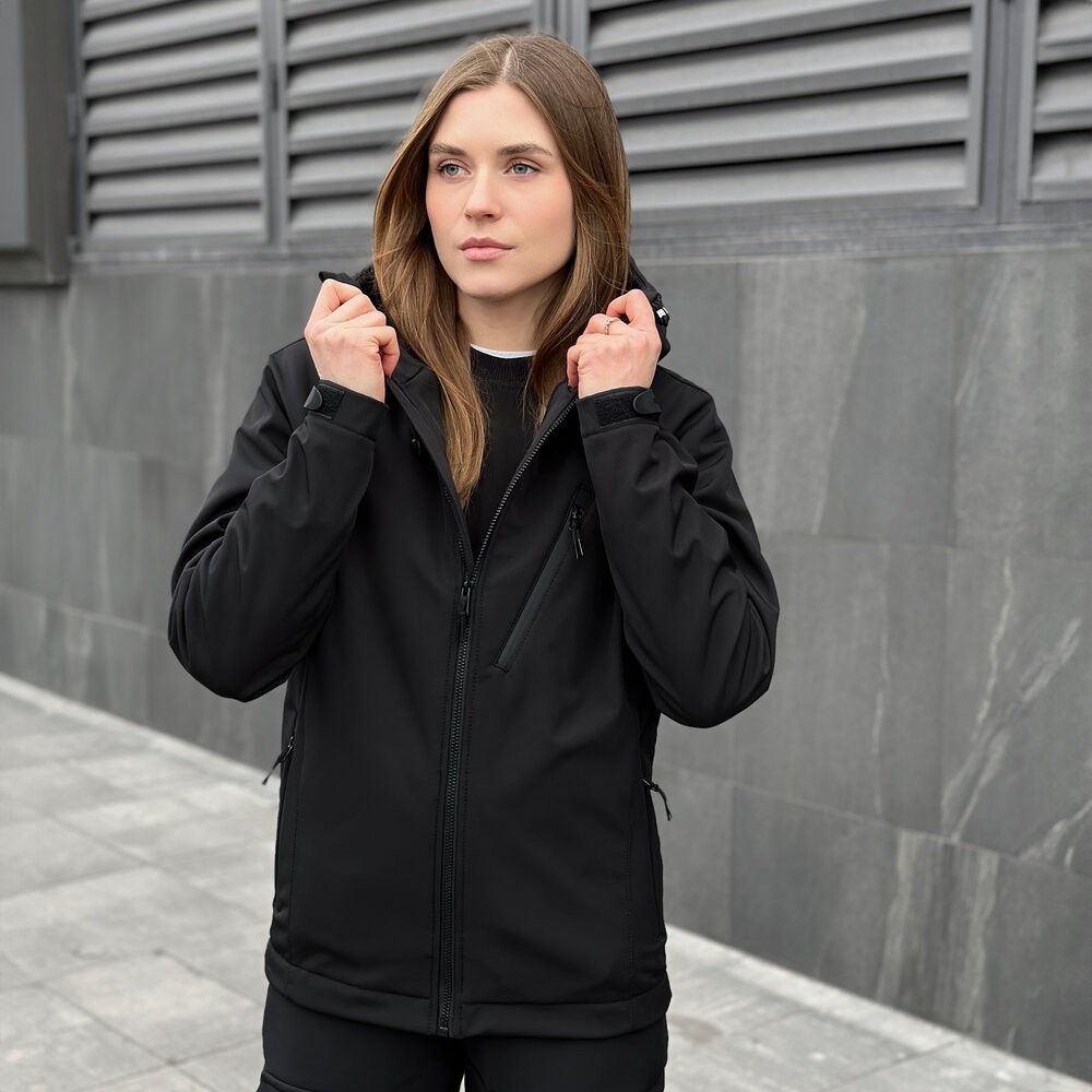 Тактическая черная демисезонная куртка для женщин Pobedov Matrix Женский