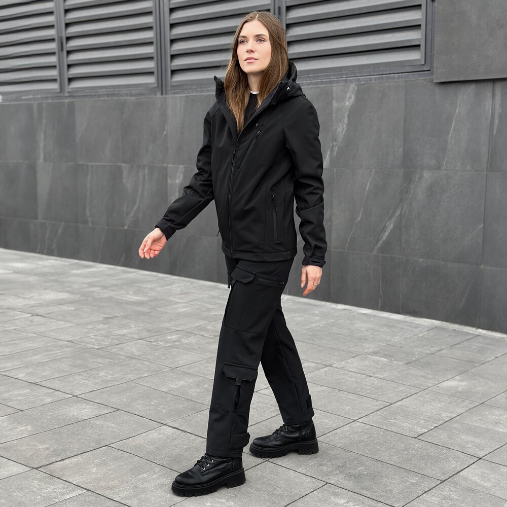 Тактическая черная демисезонная куртка для женщин Pobedov Matrix Женский