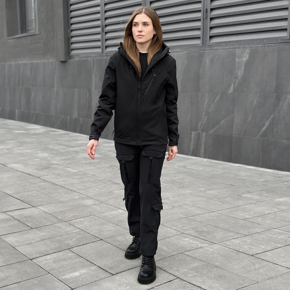 Тактическая черная демисезонная куртка для женщин Pobedov Matrix Женский