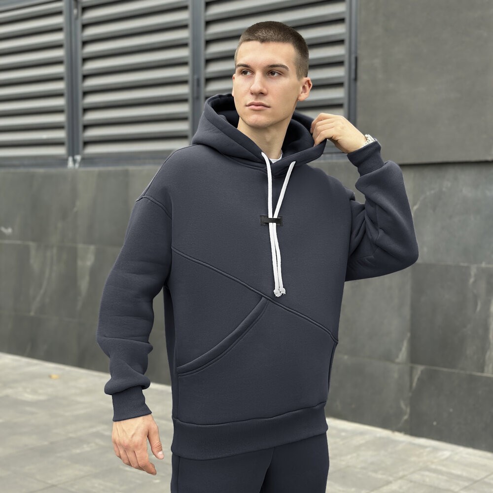 Темно-серый спортивный мужской костюм осень/зима Pobedov Space. Серый спортивный костюм.