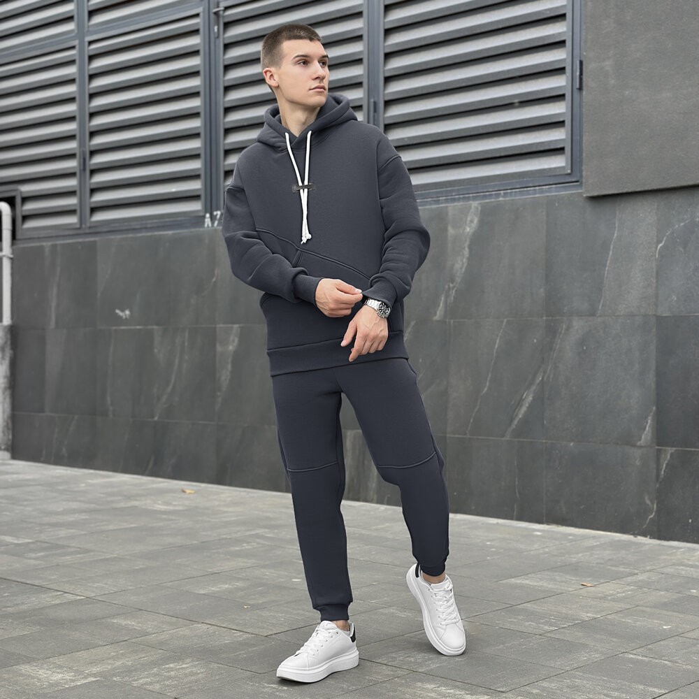 Темно-сірий спортивний чоловічий костюм осінь/зима Pobedov Space. Сірий спортивний костюм., укр, укр