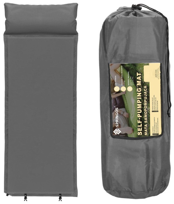 Килимок самонадувний Springos 186 x 53 x 2.5 см з подушкою PM035
