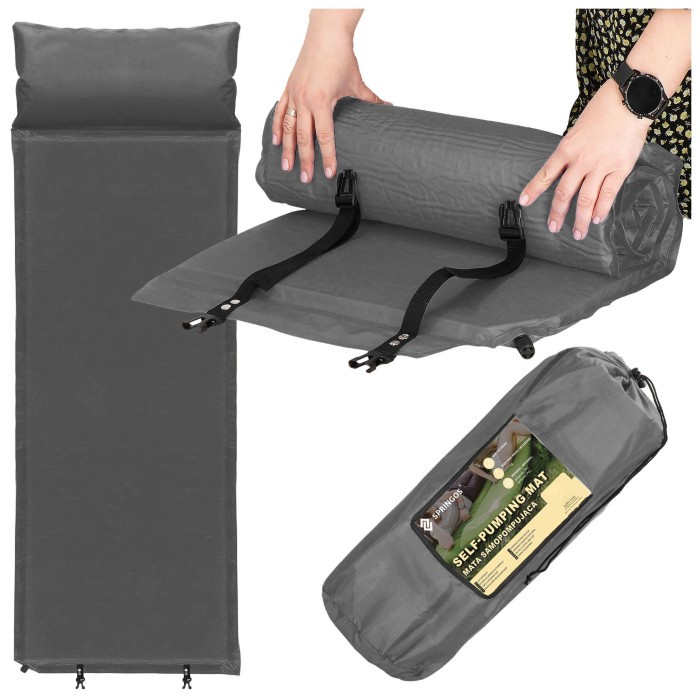 Килимок самонадувний Springos 186 x 53 x 2.5 см з подушкою PM035