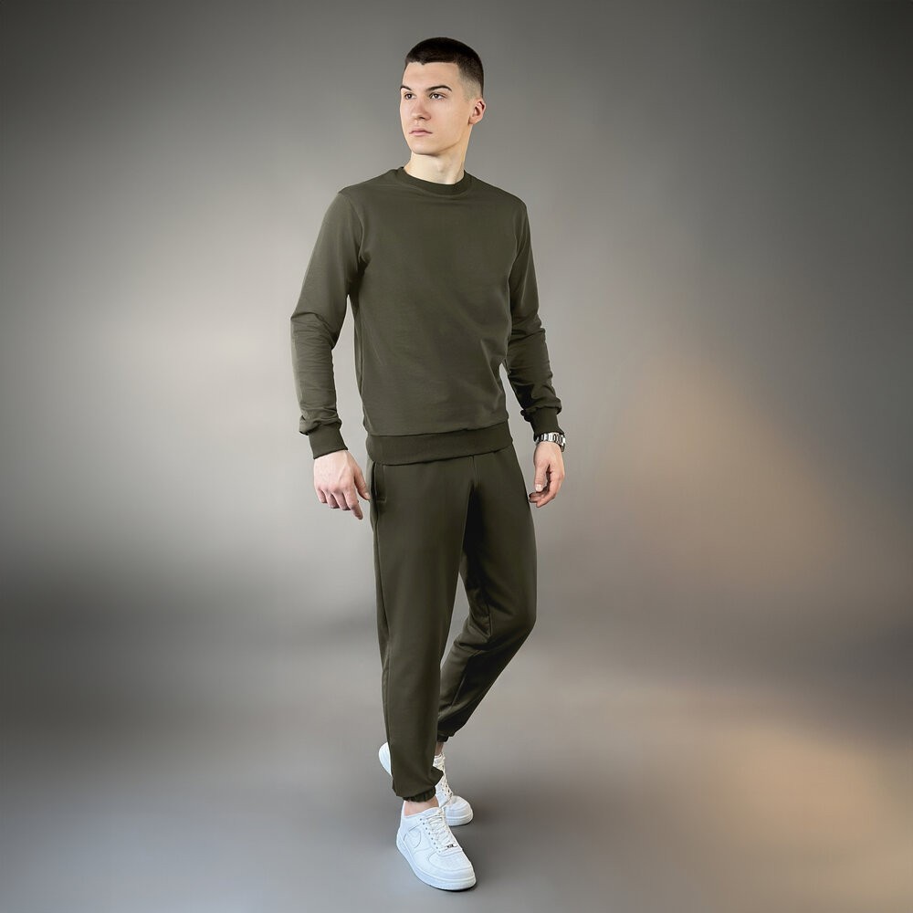 Свитшот мужской однотонный светлый хаки Pobedov 001