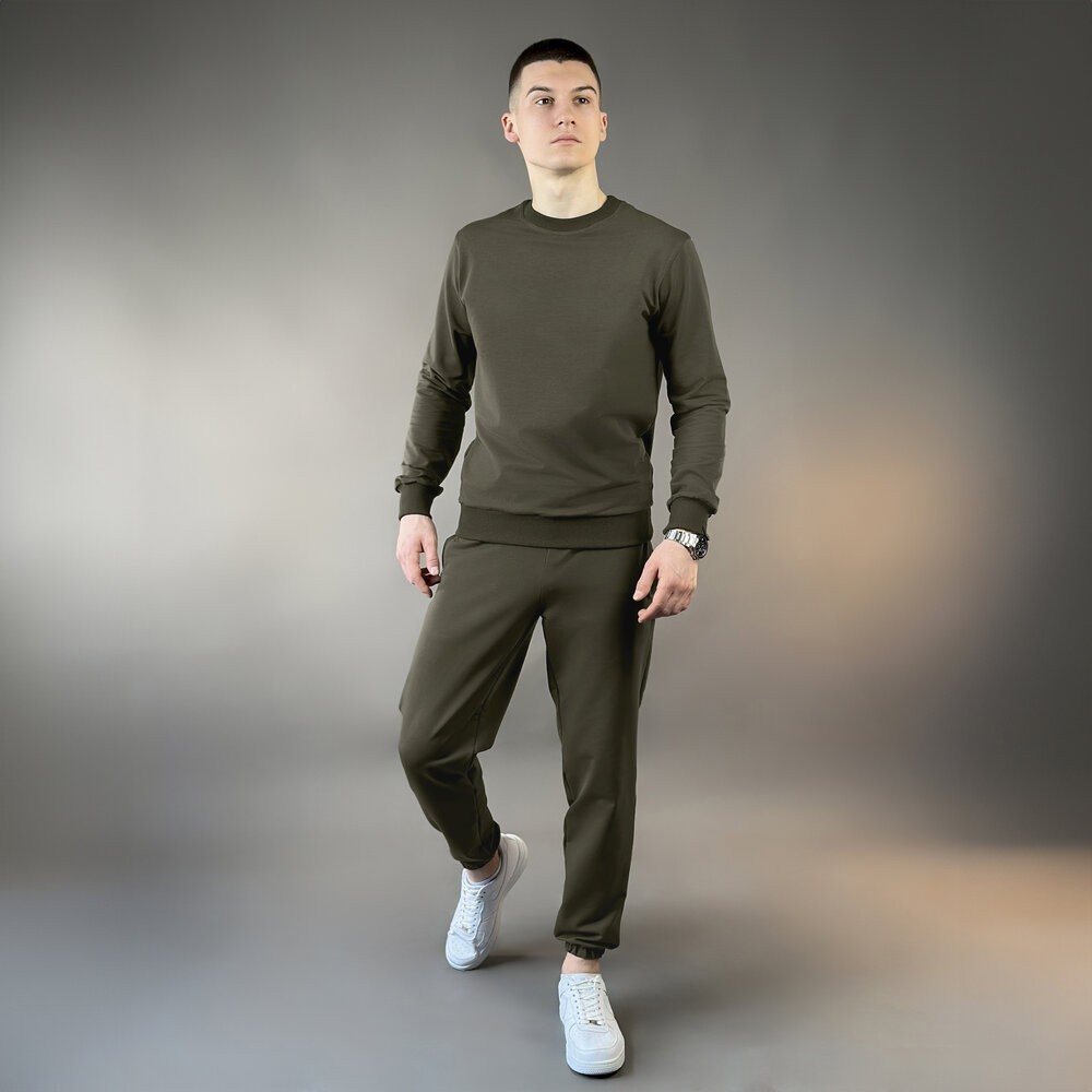 Свитшот мужской однотонный светлый хаки Pobedov 001