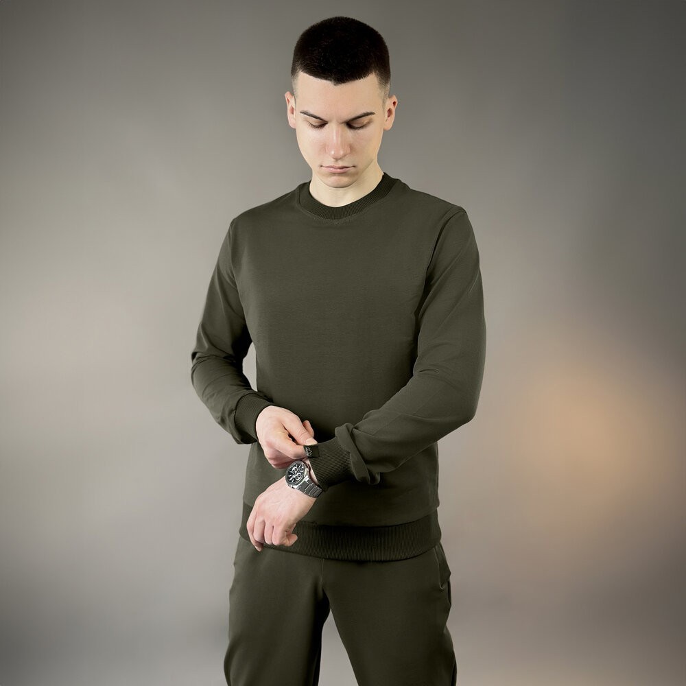 Свитшот мужской однотонный светлый хаки Pobedov 001