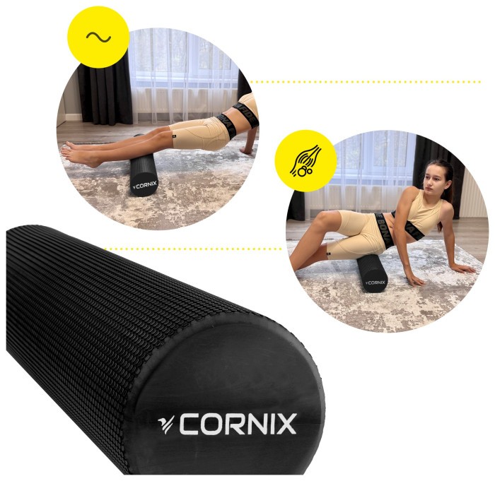 Масажний ролик Cornix EVA+ 60 x 15 см (валик, роллер) XR-0310 Black