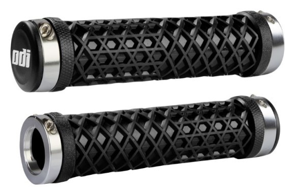 Грипси ODI Vans® Lock-On Grips, Black w/Silver Clamps, чорні із сріблястими замками, укр