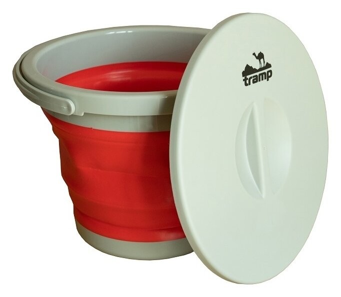 Відро TRAMP складне силіконове з кришкою 5л, Червоний, укр, укр