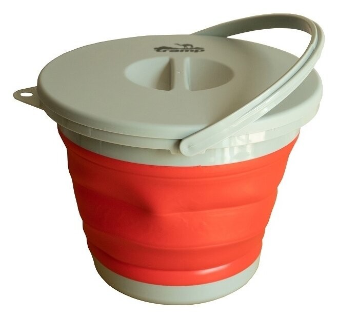 Ведро TRAMP складное силиконовое с крышкой 5л, Красный