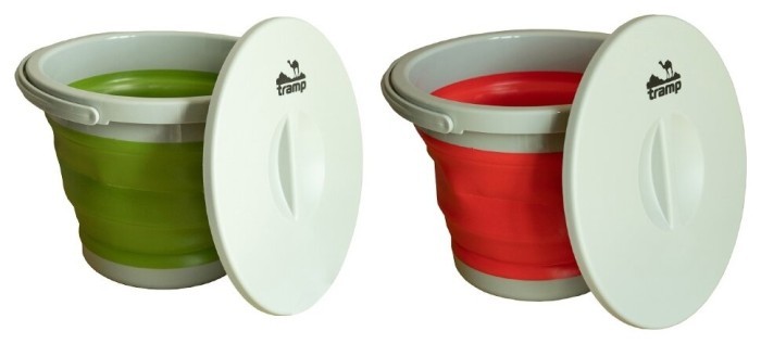 Ведро TRAMP складное силиконовое с крышкой 5л, Красный