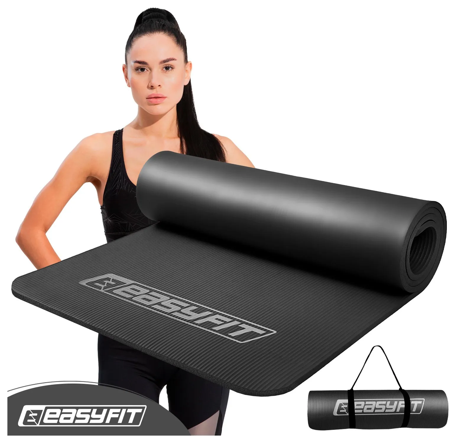 Килимок для фітнесу та йоги EasyFit NBR 10 мм Чорний (Чорний)