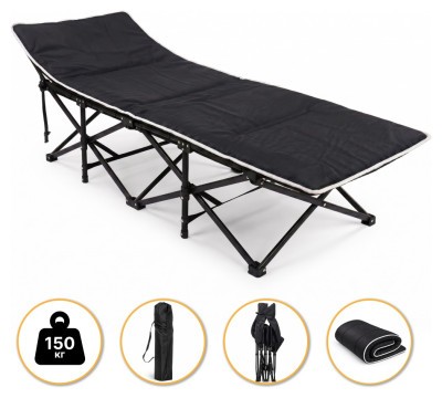 Туристична похідна розкладачка з Mesh-матрацом LEOBRO Black (LB-CC-L1-BLK)