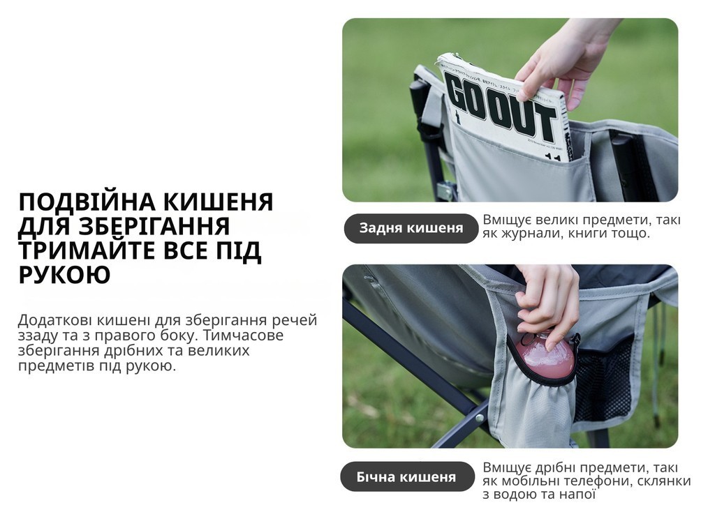 Стілець складаний Naturehike CNK23JU0001, темно-зелений, укр, укр